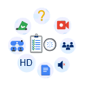 Preguntas y Respuestas, Cancelaci&oacute;n de Ruido, Encuestas, A&ntilde;adir Coafitriones, Transcripici&oacute;n de Reuniones. Grabaci&oacute;n en Google Drive. Grupos o Salas de Trabajo.